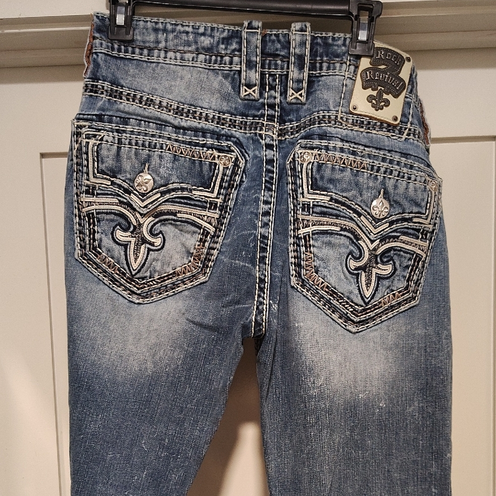 Rock Revival Men's Faded Blue Boot Cut Jeans